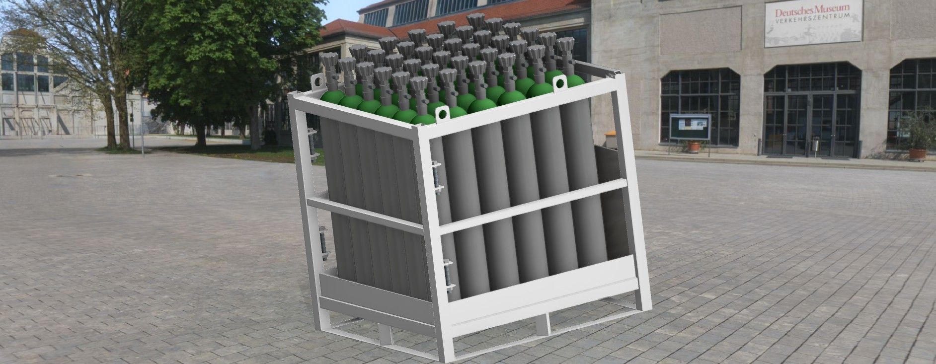 Hegesztőgáz-palacktároló 3 dimenziós virtuális modell